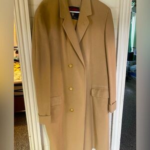 Tan Long Coat with Gold Buttons